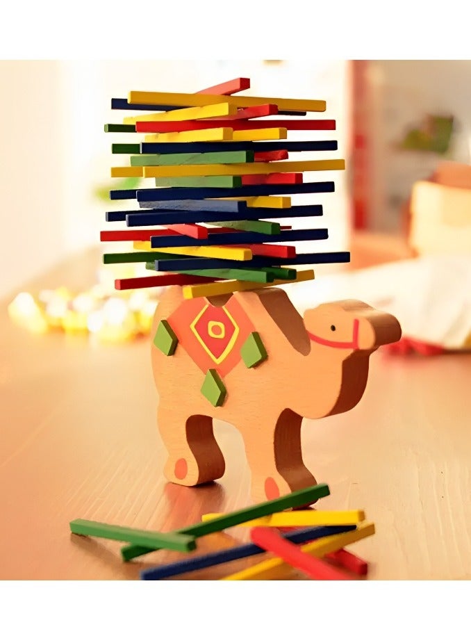Beech Wood Balance Game Montessori Blocks, Camel/Elephant Balancing Blocks Wooden Toys, Colourful Rods for Early Motor Development and Training Your Child  - Image 2