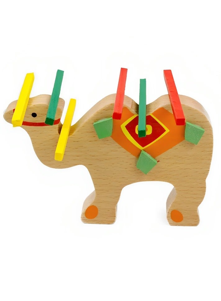 Beech Wood Balance Game Montessori Blocks, Camel/Elephant Balancing Blocks Wooden Toys, Colourful Rods for Early Motor Development and Training Your Child  - Image 4