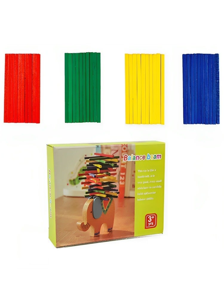 Beech Wood Balance Game Montessori Blocks, Camel/Elephant Balancing Blocks Wooden Toys, Colourful Rods for Early Motor Development and Training Your Child  - Image 5