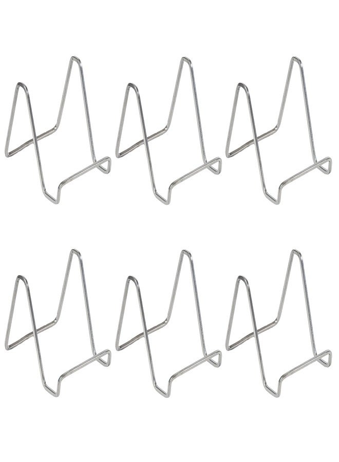 TRIPAR 6-Pack 6-Inch Metal Silver Painted Square Book Holder/Stand, Wire Mini Easel, Small Photo Stands for Table, Display for Picture Frames, Plaques & Plates - Image 1