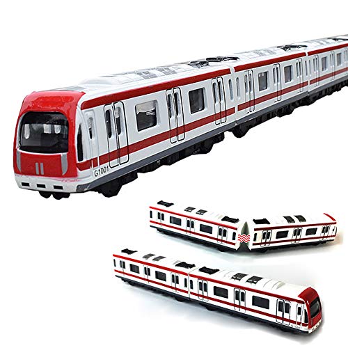 VANTIYAUS Train Modle 4pcs Car Set Alloy City Rail Subway Train Model164 Scale Alloy SubwayCar Model Red White - Image 1