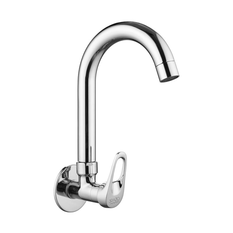SPAZIO Hexa Brass Sink Cock TapKitchen Sink Faucet with 360 Degree Swivel Spout Foam Flow Pattern Hot OR Cold Water for Kitchen Sink Wash Basin Chrome Finish with Wall Flange - Image 1