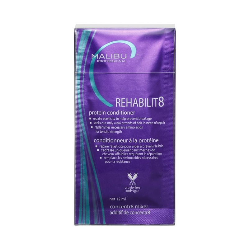 بلسم بروتين مالibu C REHABILIT8 المهدئ - يعيد توازن بروتين الشعر والأحماض الأمينية لمنع التكسر - بلسم مرطب للشعر التالف
