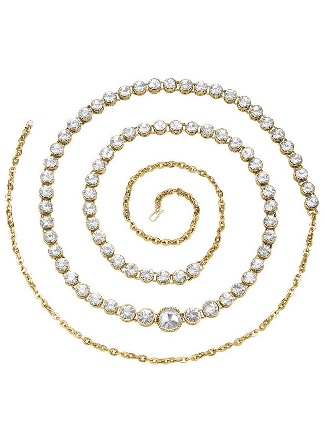 Peora Traditional Jewellery Gold Plated White Diamond Studded Waist Belt Kamar bandh Belly Chain Gift for Women Girls - Image 1
