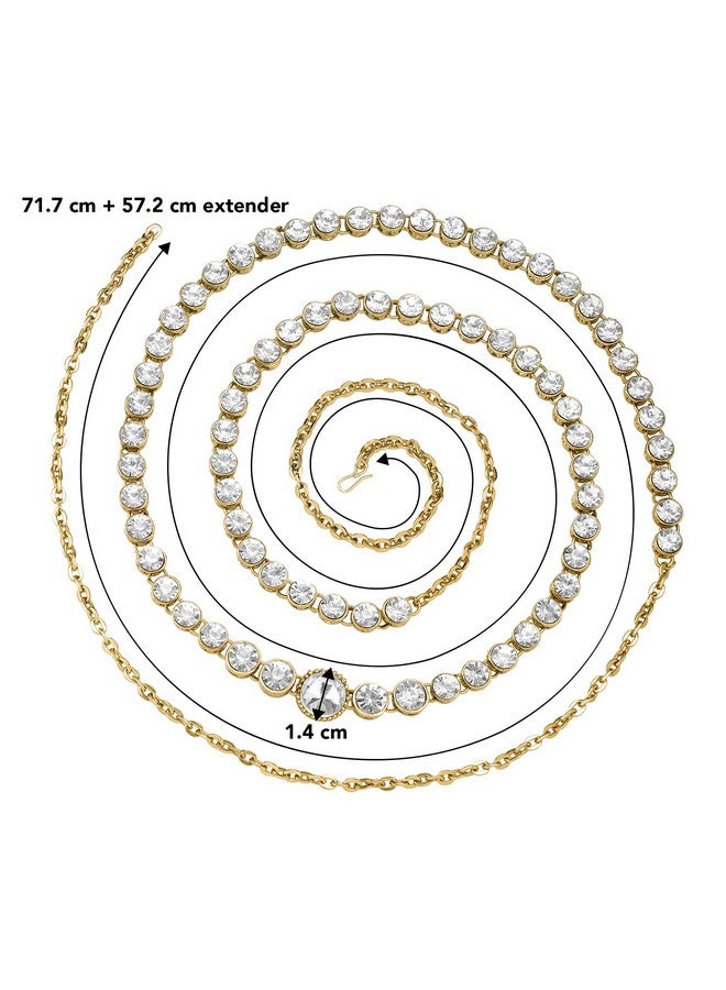 Peora Traditional Jewellery Gold Plated White Diamond Studded Waist Belt Kamar bandh Belly Chain Gift for Women Girls - Image 4