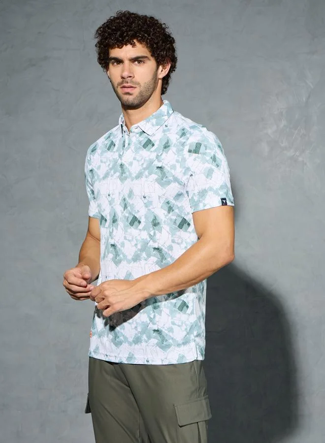 Technosport Technosport Men Printed Slim Fit Polo