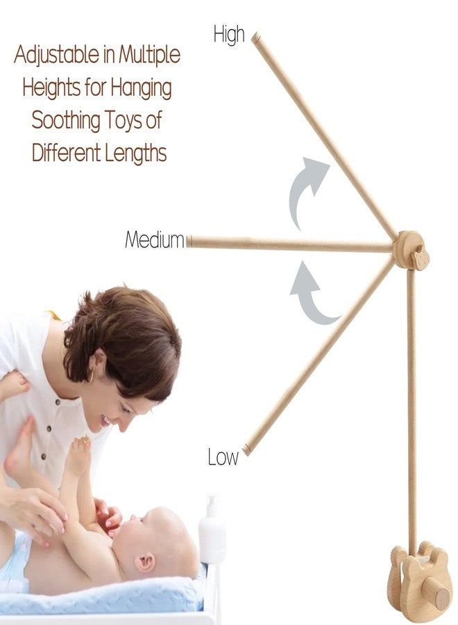 Ceecolia Baby Crib Mobile Arm,Desktop Installable Bear Wooden Crib Baby Holder,Thickened Bear Nursery Decor Attachment,Safe Anti Slip Adjustable Height - Image 3