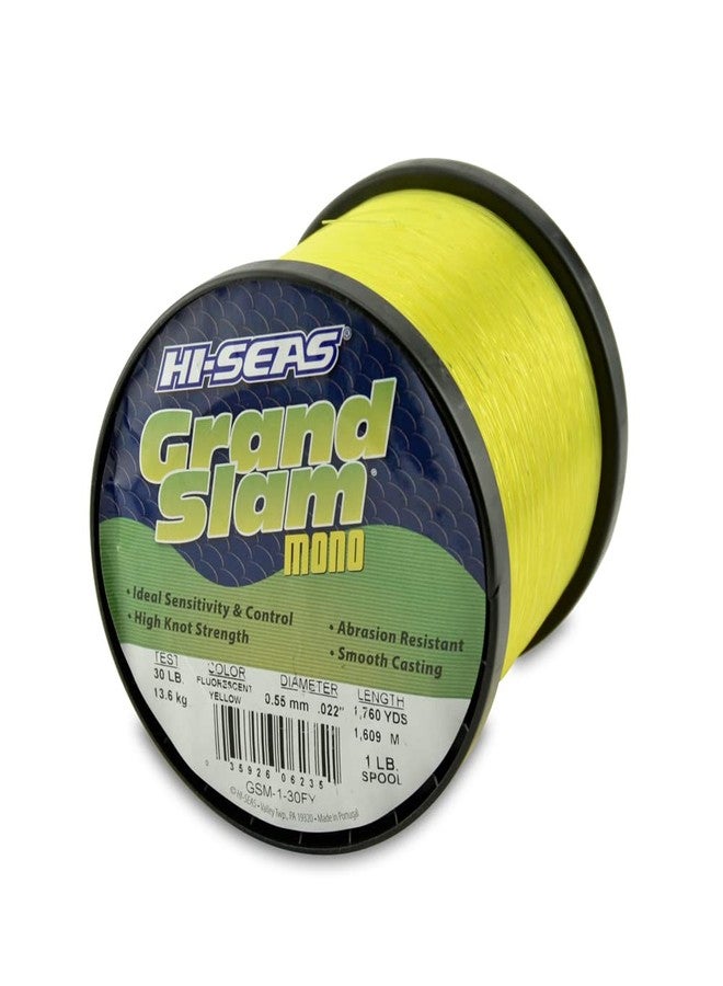 Hi-Seas Grand Slam Monofilament Line, 30 lb / 11.3 kg Test.022 in / 0.55 mm Dia, Fluorescent Yellow, 1760 yd / 1609 m - Image 1