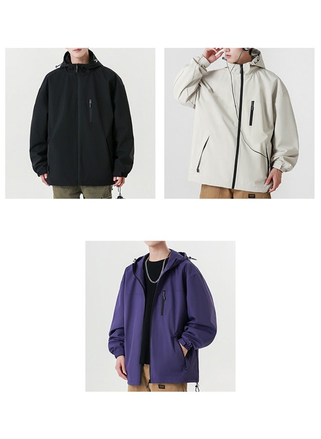 NIBEMINENT Men's Classic Hooded Outdoor Jacket Black - Image 5