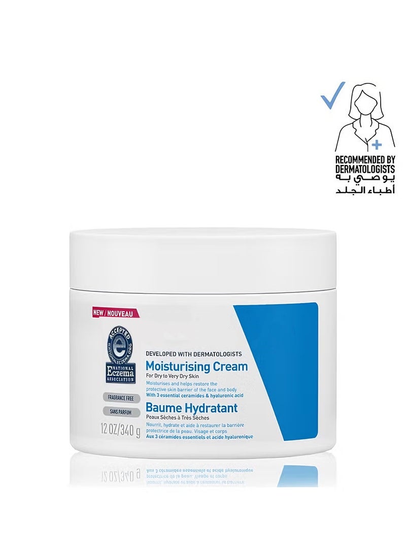 Moisturizing Cream 340g - Hyaluronic Acid Infused | For Dry Skin Intense Hydration