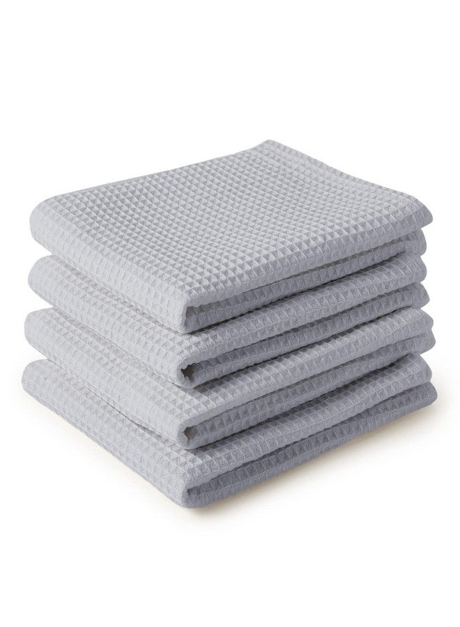 Encasa XO Kitchen Dish Towels Set | Light Grey | Waffle Weave and Flat Hand Tea Towel | 70x45 cm | Quick Drying Reusable Cotton Washcloths | Multipurpose Lightweight Dishcloths Set of 4 - Image 1
