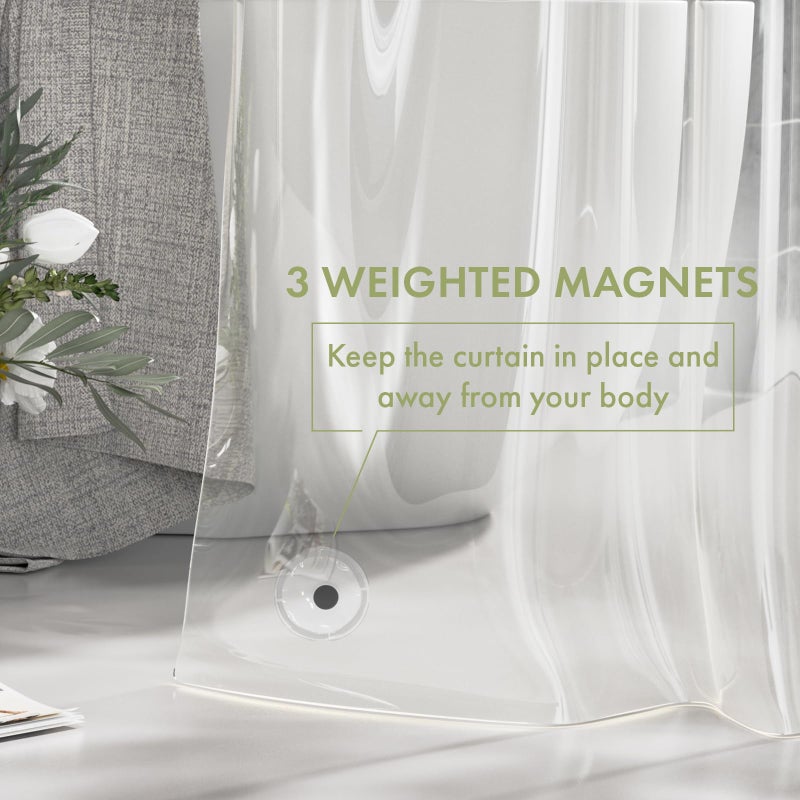 AmazerBath Extra Long Shower Curtain Liner, Clear, 84 Inches Long, 72x84 Plastic Curtain Liner, Cute PEVA Tall Shower Liner for Bathroom with 3 Magnets - Image 4