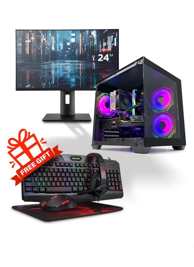 Game Sekret - Rook IX Gaming PC Bundle - Intel Core i5-11400F | AMD Radeon RX 580 8GB GPU | 16GB DDR4 RAM | 500GB M.2 NVMe SSD | Air Cooler | WiFi/Bluetooth/Win11Pro | 24" FHD Monitor | FREE - Keyboard, Mouse & Headphone Set | Game Sekret Desktop Computer Combo - Image 1