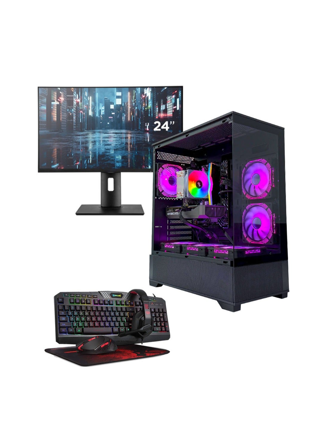 Rook Gaming PC Bundle - Intel Core i5-12400F | AMD RX 580 8GB GPU | 16GB DDR4 RAM-1TB NVMe SSD | Air Cooler-H610 MB-500W PSU | 24" FHD Monitor-Keyboard-Mouse-Headset | WiFi-Bluetooth-Windows 11 Pro | Game Sekret Desktop Computer Combo | 1 Year Warranty