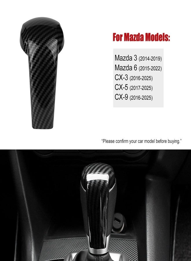 ANFOKAS غطاء مقبض ناقل الحركة من أنفوكاس لمازدا CX-5، 3، 6، CX-3، CX-9، ملحقات سيارات، غطاء لوحة التروس، ملصقات تزيين داخلية رياضية - بنمط ألياف الكربون - Image 3