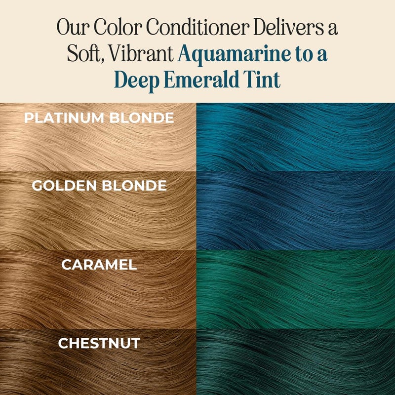 INH Semi Permanent Hair Color | Color Depositing Conditioner, Aquamarine Hair Dye | No Bleach No Peroxide Temporary Blue Green Tint for Women, Men | Vegan, Ammonia Free, Sulfate Free, Ready to Use 6oz - Image 3
