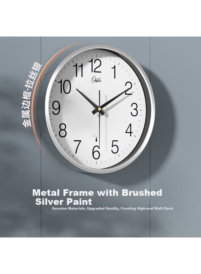 Compas Radio-controlled Clock Automatic Timekeeping Examination Room Living Room Metal Wall Clock Clock Wall 2037 Silver - Image 2