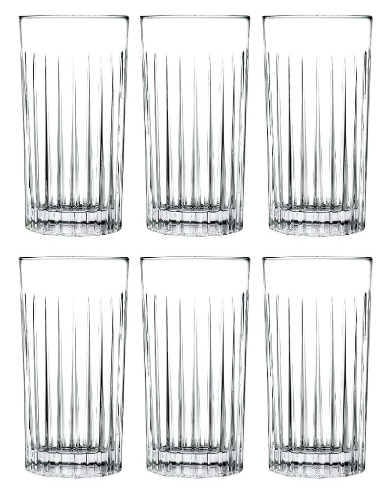 Barski Highball  Glass  Set of 6  Hiball Glasses  Crystal Glass  Beautifully Designed  Drinking Tumblers  for Water Juice Wine Beer and Cocktails  15 oz Made in Europe
