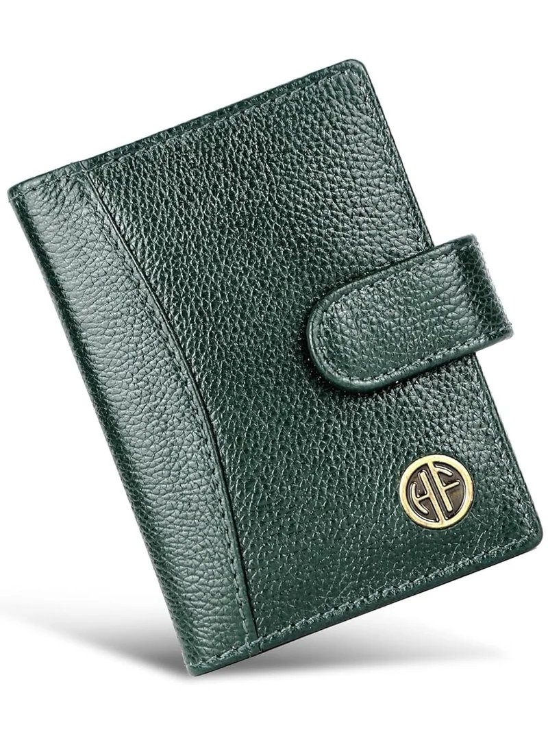 HAMMONDS FLYCATCHER Leather Card Holder for Men, Credit Card Holder, Slim Bi-Fold RFID Protected Credit Card Wallet for Men with 18 Card Slots, Metal Snap Button - Green | CC602_GRN | 845W