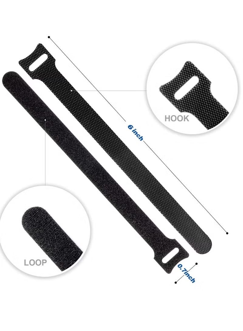 120PCS Reusable Cable Ties, Black Adjustable 6-Inch Cord Organizer Ties, Multi-purpose Hook Loop Cable Management Wire Ties for Organizing Home, Office, Data Centers - Image 3