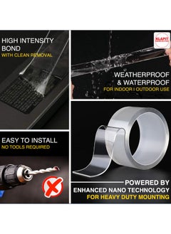 KLAPiT KLAPiT SUPER TAPE Double Sided Heavy Duty Mounting Tape Holds 90 Pounds Or 41Kg Using Enhanced Nano Technology. Waterproof Clear Tape For Wall, Wood, Tile, Stone, Glass, Metal, Acrylic 2pc  - Image 4