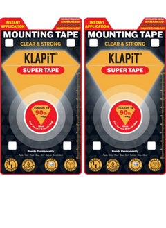 KLAPiT KLAPiT SUPER TAPE Double Sided Heavy Duty Mounting Tape Holds 90 Pounds Or 41Kg Using Enhanced Nano Technology. Waterproof Clear Tape For Wall, Wood, Tile, Stone, Glass, Metal, Acrylic 2pc  - Image 1