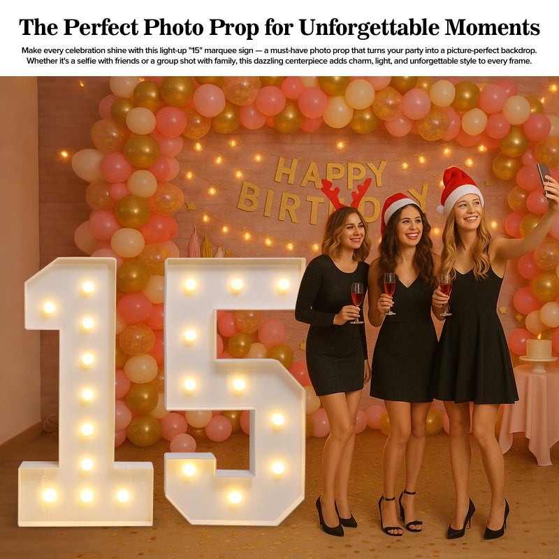 Brilucky Marquee Numbers Large 15th Birthday Decorations For Girls and Boys,15 Light Up Numbers Quinceanera Party Decorations,Numero 15 Decoracion Para QuinceaÃ±era,Centros De Mesa De 15 AÃ±os - Image 5