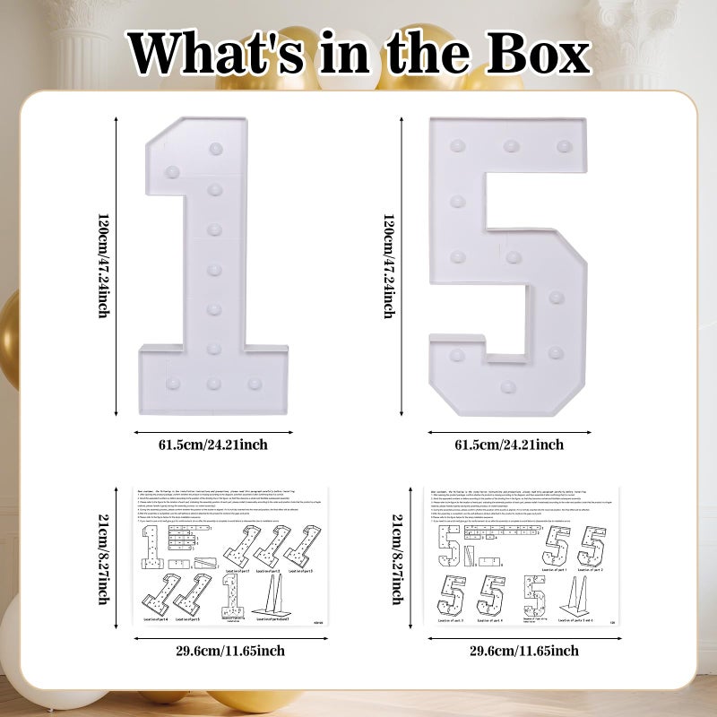Brilucky Marquee Numbers Large 15th Birthday Decorations For Girls and Boys,15 Light Up Numbers Quinceanera Party Decorations,Numero 15 Decoracion Para QuinceaÃ±era,Centros De Mesa De 15 AÃ±os - Image 2