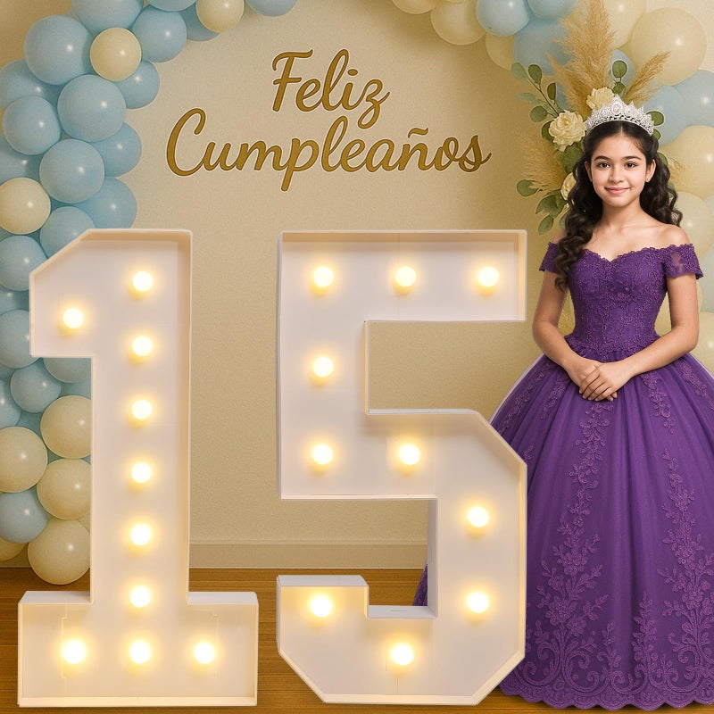 Brilucky Marquee Numbers Large 15th Birthday Decorations For Girls and Boys,15 Light Up Numbers Quinceanera Party Decorations,Numero 15 Decoracion Para QuinceaÃ±era,Centros De Mesa De 15 AÃ±os - Image 1