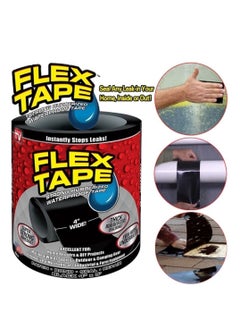 FLEX TAPE Waterproof Flex Seal Super Strong Adhesive Sealant Tape For Any Surface, Stops Leaks, Large (Black) 
