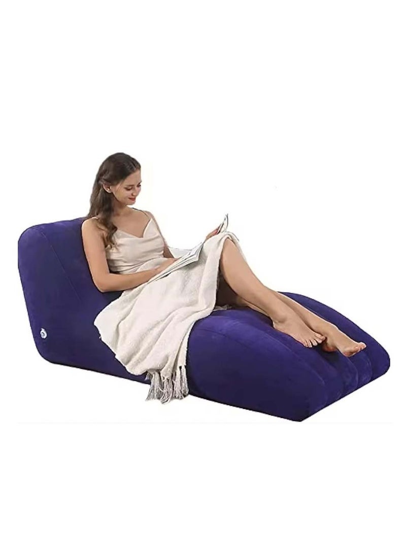 TIGER Folding Portable Inflatable Recliner Sofa – S-Type Lazy Flocking Lounge Chair with Foot Air Pump for Indoor Living Room & Outdoor Balcony - Image 1