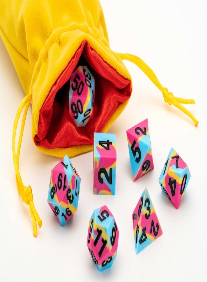 Metallic Dice Games FanRoll 16mm Pride Sharp Edge Silicone Rubber Poly Dice Set: Pansexual - Image 3