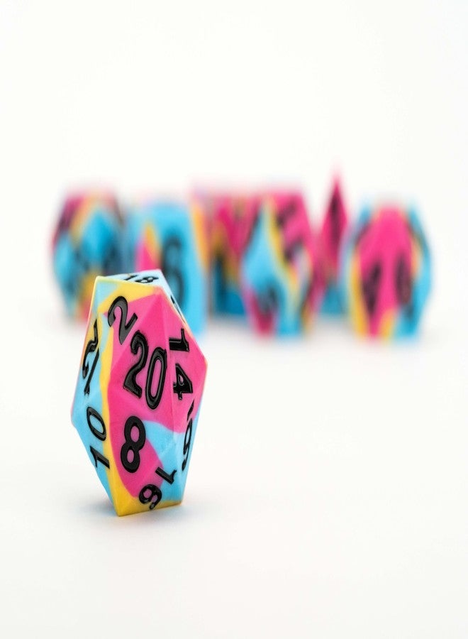 Metallic Dice Games FanRoll 16mm Pride Sharp Edge Silicone Rubber Poly Dice Set: Pansexual - Image 5