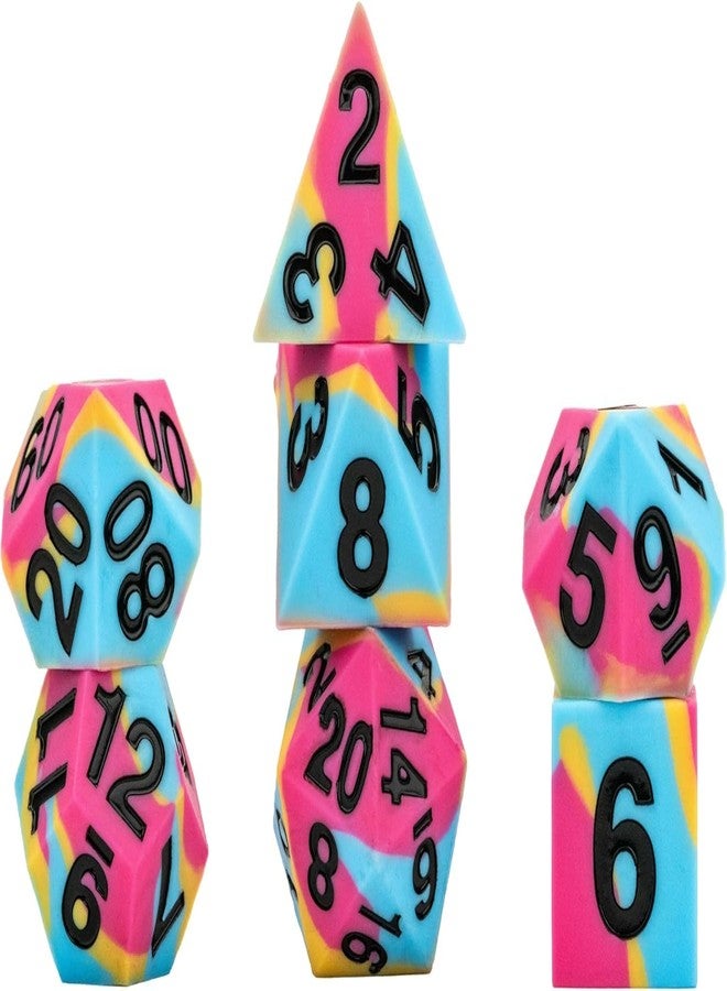 Metallic Dice Games FanRoll 16mm Pride Sharp Edge Silicone Rubber Poly Dice Set: Pansexual - Image 1