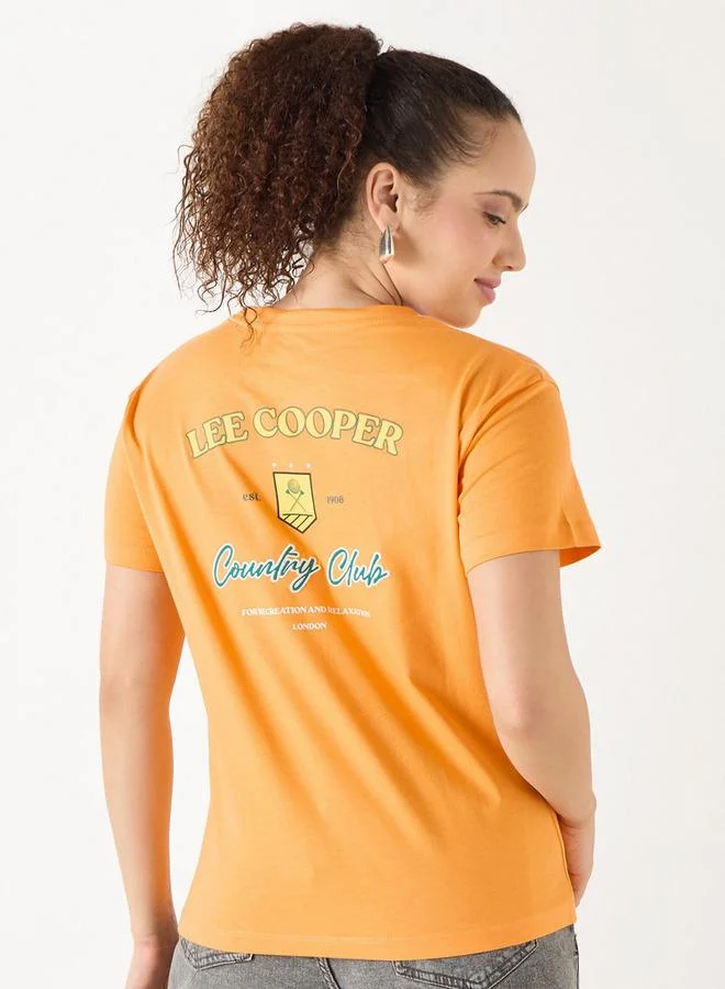 Lee Cooper Graphic Print Crew Neck T-shirt with Short Sleeves