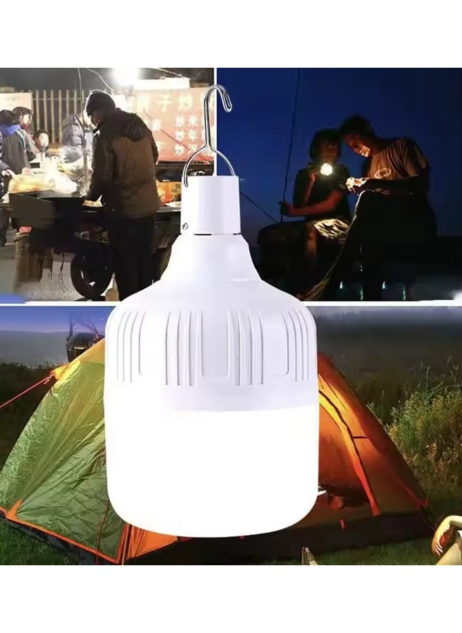 Generic Solar Powered LED Rechargeable Bulb Lamp for Outdoor Camping Activities White  - Image 1