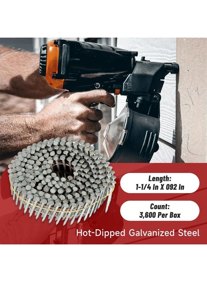 findmall 3600 Count Siding Nails 1-1/4 Inch by .092 Inch 15 Degree Ring Shank Hot-Dipped Galvanized Collated Wire Coil - Image 2