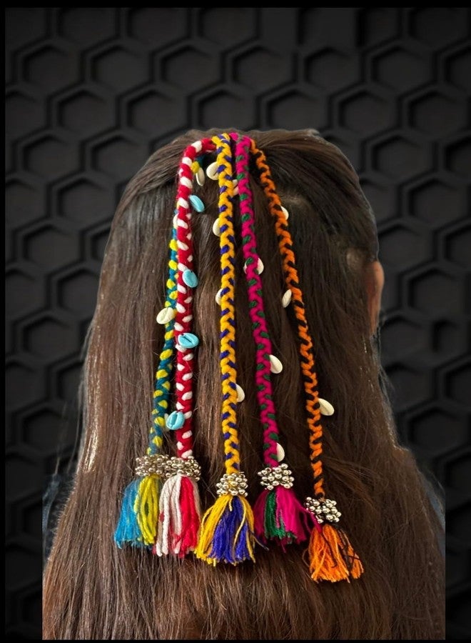 RAMPKD Navratri Look Hair Braids with Rubber Bands - Girl & Women's Hair Accessory for Everyday Style & Rainbow Braids Extensions - Boho Chic Style (1pcs, Multi) - Image 5