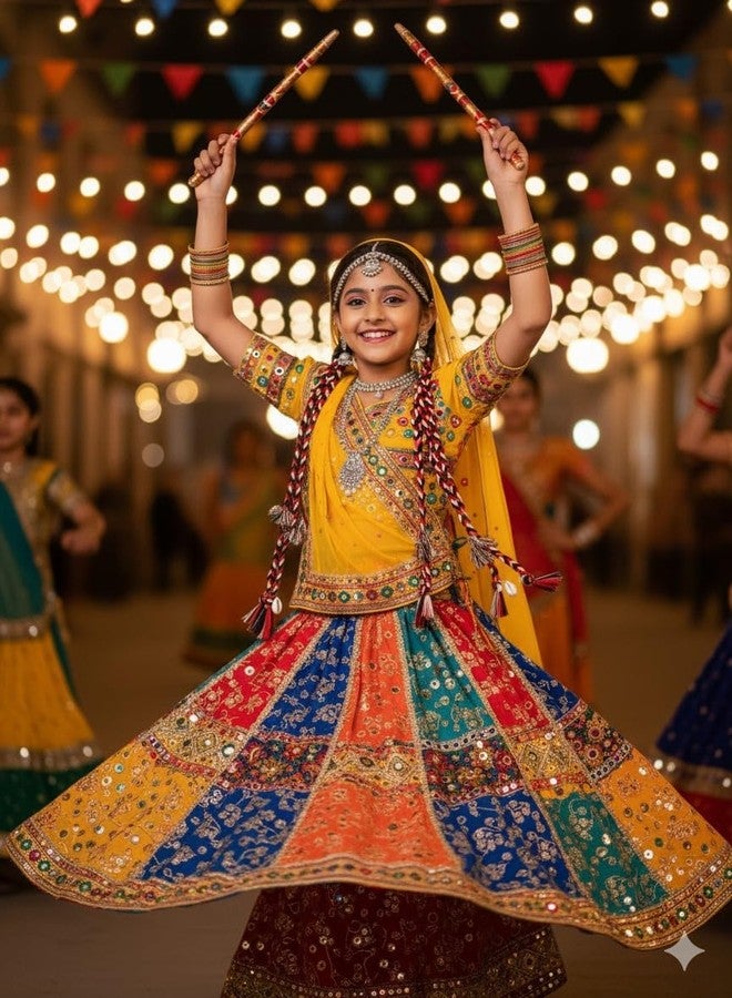 RAMPKD Navratri Look Hair Braids with Rubber Bands - Girl & Women's Hair Accessory for Everyday Style & Rainbow Braids Extensions - Boho Chic Style (1pcs, Multi) - Image 3