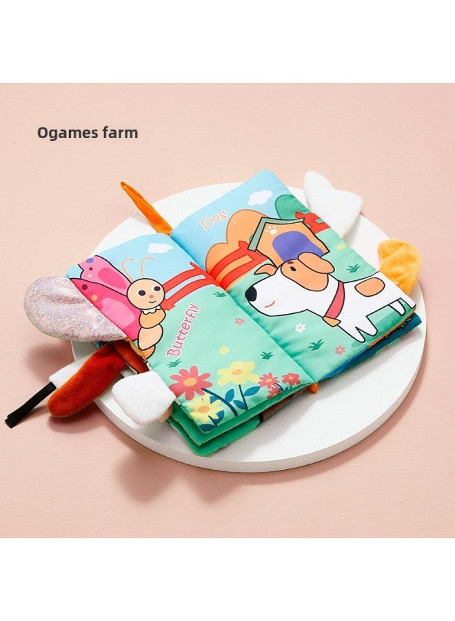 LULU PAPK Cloth Book Baby Early Education Can Not Tear Three-dimensional Animal Book Can Bite Baby Educational Toys Ring Book-Color:Jim's Farm  - Image 1