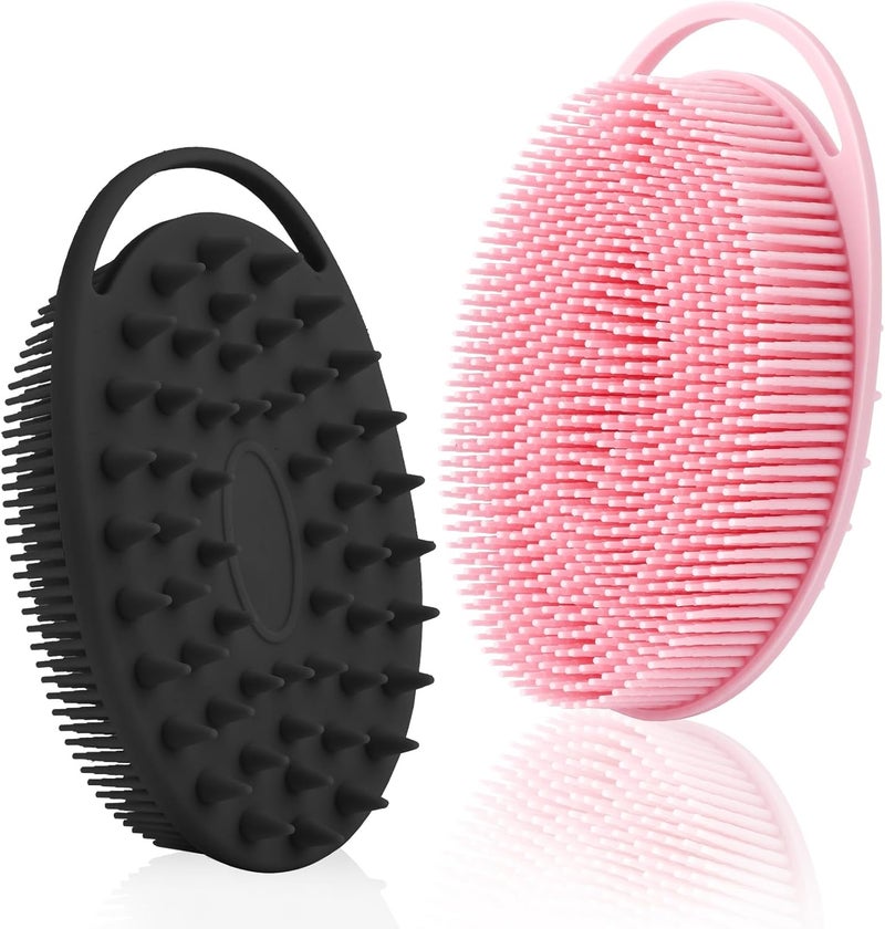 KQNBI Silicone Body Scrubber, 2 in 1 Bath and Shampoo Brush, Cleansing Exfoliating Skin and Good Foam for Sensitive and All Types of Skin, Pack of 2 - Image 1