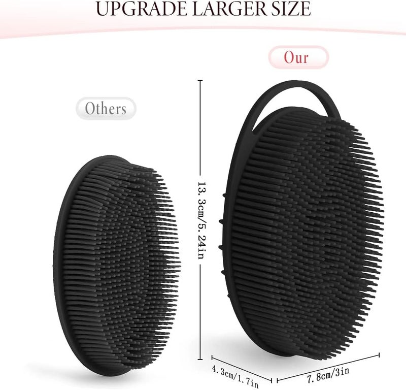 KQNBI Silicone Body Scrubber, 2 in 1 Bath and Shampoo Brush, Cleansing Exfoliating Skin and Good Foam for Sensitive and All Types of Skin, Pack of 2 - Image 5
