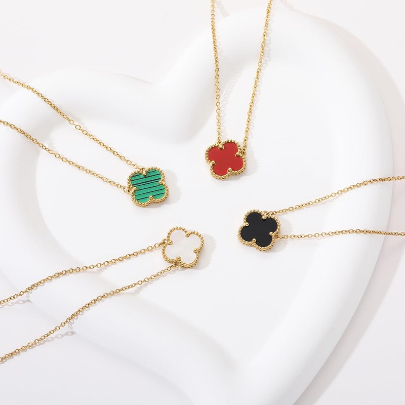 AIPPK Clover Pendant Necklace for Women 18K Gold Plated Four Leaf Clover Necklace Lucky Simple Jewelry Gifts for Women (Blue) - Image 5