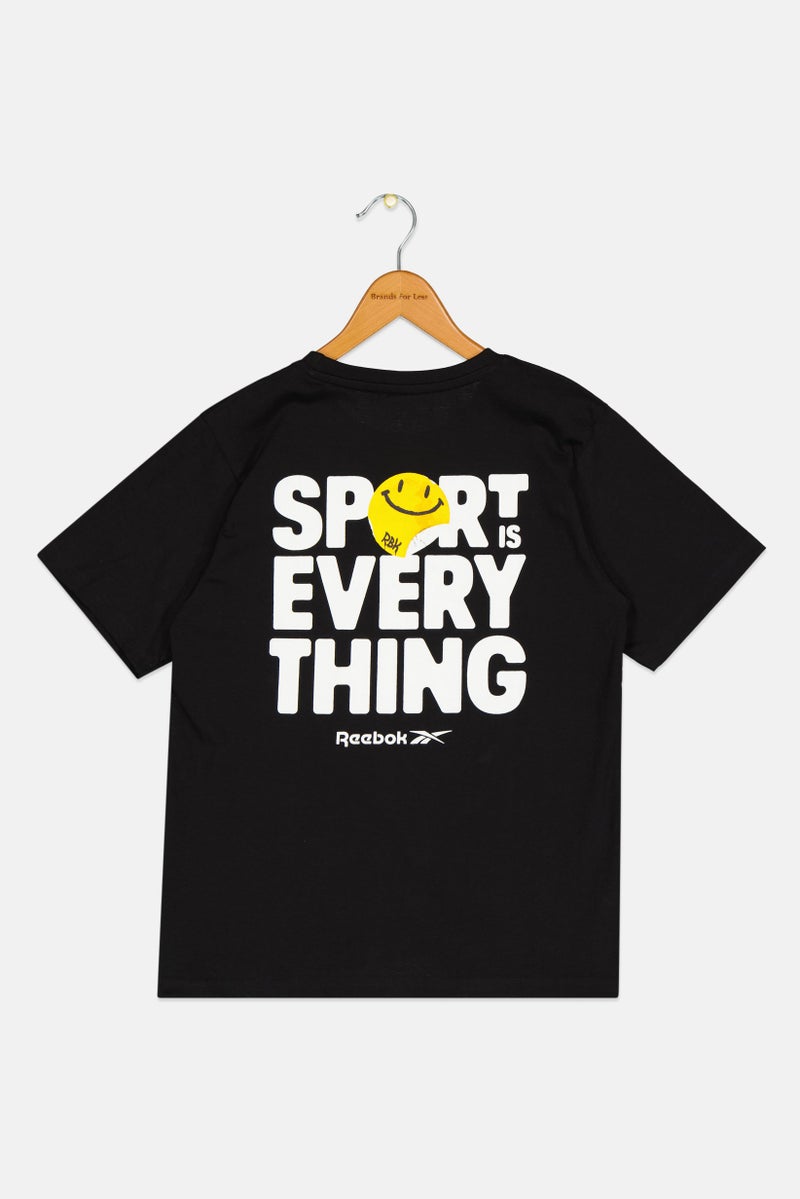 Reebok Kids Boy Graphic Print Short Sleeve Outdoor T-Shirt, Black - Image 2