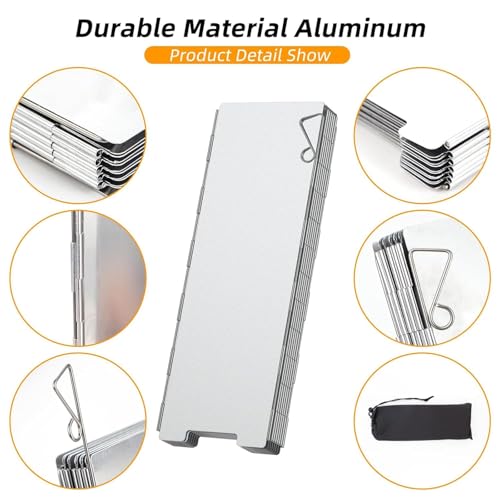 Oligitdi Stove Windscreen, 10 Plates Camp Windshield, Folding Wind protection Aluminum Lightweight Compact Camping Burner Stove Windscreen with Carry Bag - Image 5