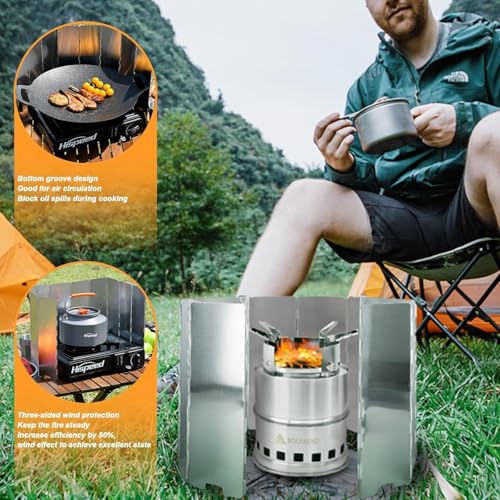 Oligitdi Stove Windscreen, 10 Plates Camp Windshield, Folding Wind protection Aluminum Lightweight Compact Camping Burner Stove Windscreen with Carry Bag - Image 3