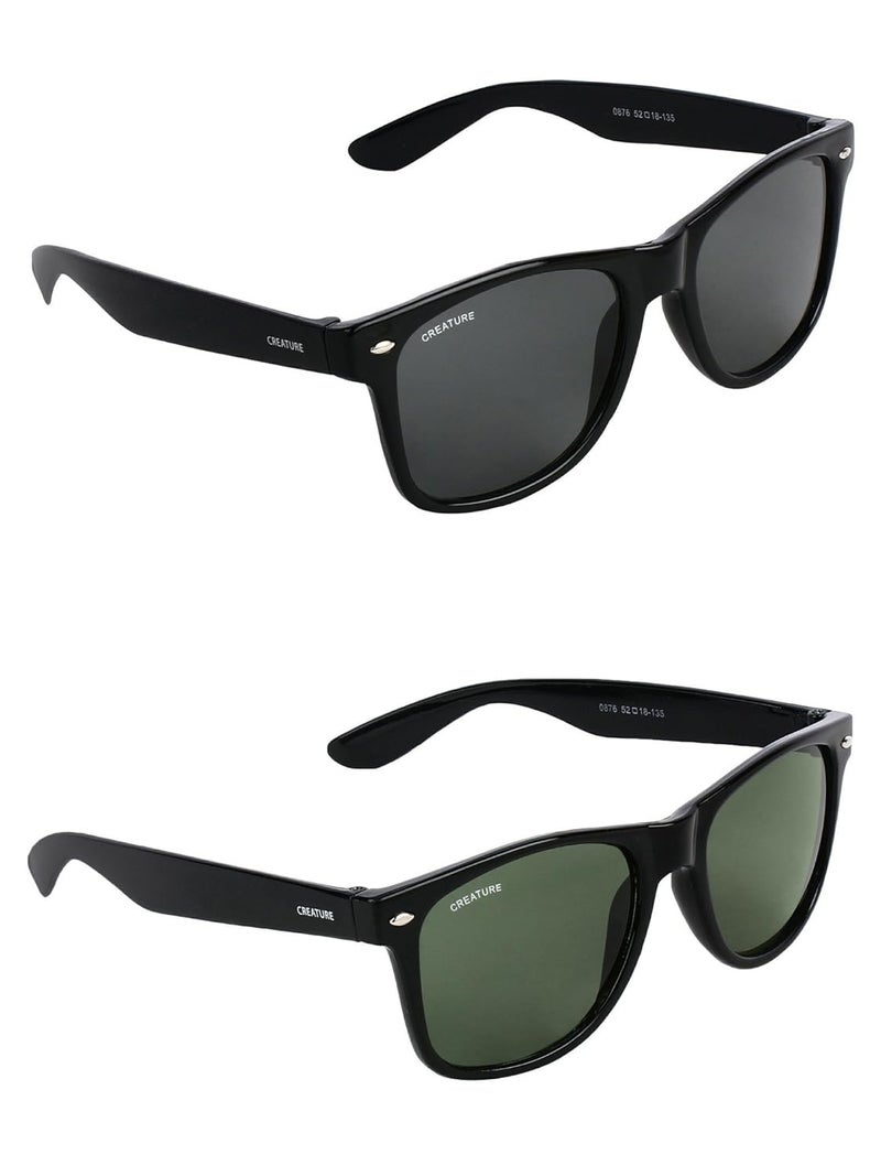 CREATURE Black & Green Sunglasses Combo with UV Protection (SUN-001-003) - Image 1