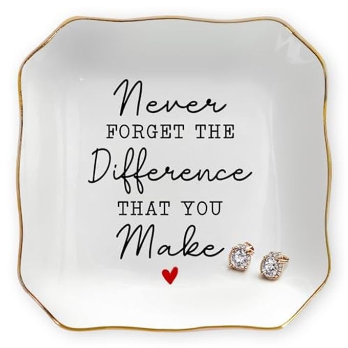 OASSIE Christmas Thank You Gifts for Women 4"x4" Ceramic Jewelry Dish Tray Appreciation Birthday Gifts for Women Employee Coworkers Teacher Boss Lady Manager Nurses, Retirement Gift for Woman - Image 4
