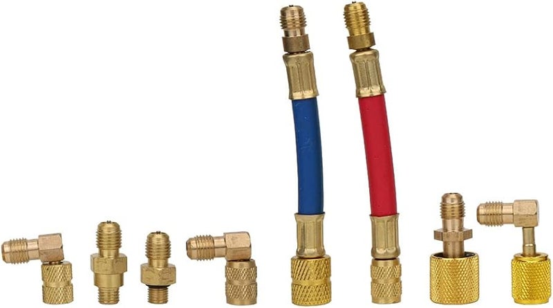 Brass HVAC Adapter Set 8Pcs CT 138 for R134A R12 Systems 7 16M 5 16F Sizes - Image 3