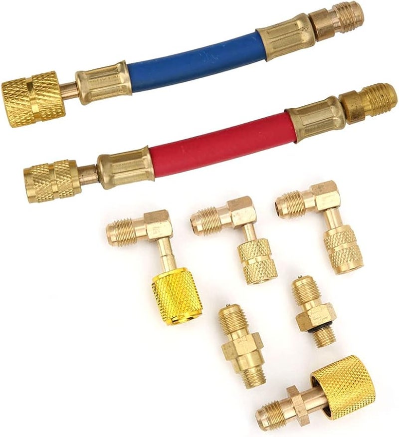 Brass HVAC Adapter Set 8Pcs CT 138 for R134A R12 Systems 7 16M 5 16F Sizes - Image 5